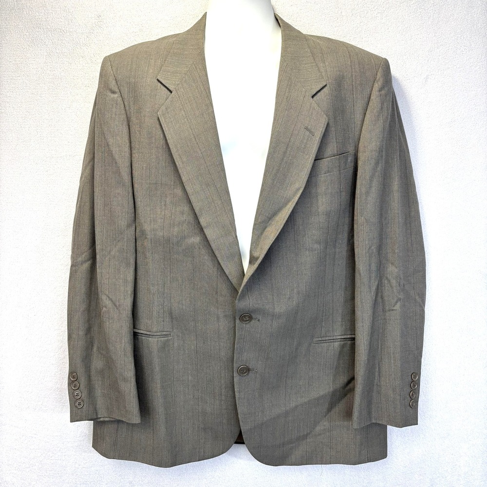 Vintage Nino Cerruti Wool Blazer Mens 48 Gray Plaid Sport Coat USA Old Money‎